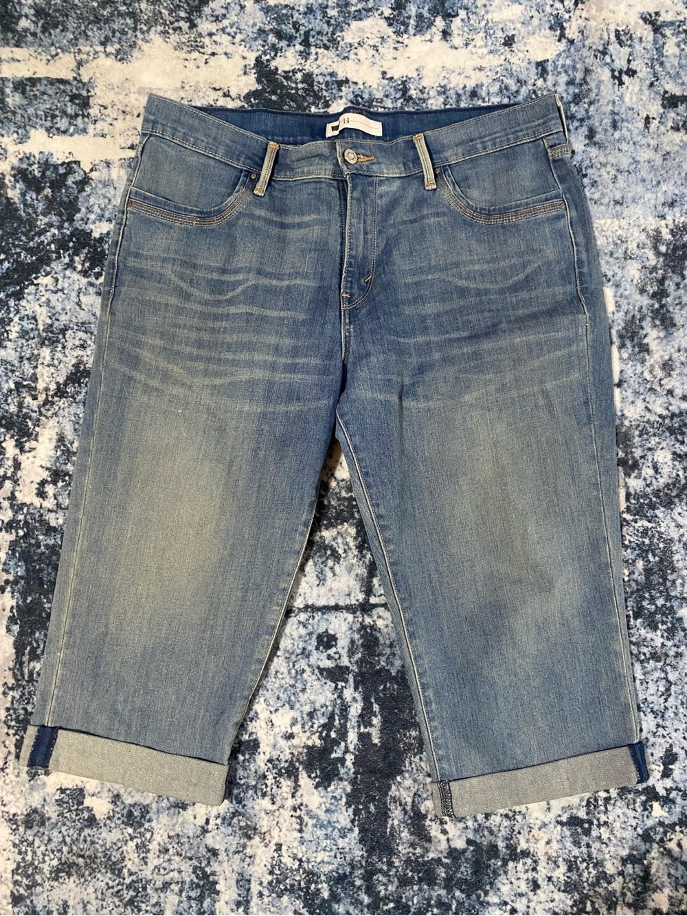 Levi’s Skimmer Shorts Women’s 14 W32 Blue Denim Mid Rise Cuffed Zip Fly
